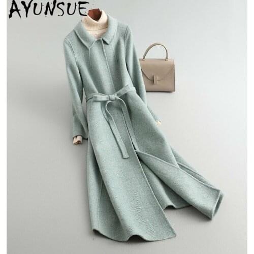 2020 Wool Coat Women Long Jacket Spring Autumn Handmade Woolen Coat Women Korean Clothes Casaco Feminino TOTGG-19023 KJ5256