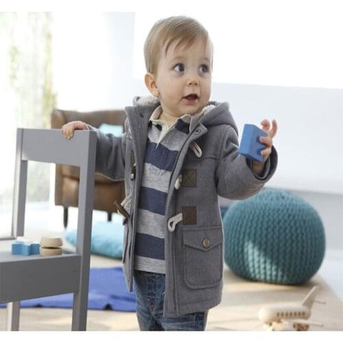 Winter childrens clothing boys horn buckle fleece jacket 0-5 years old childrens jacket