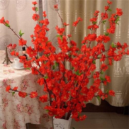 1pc Artificial Cherry Spring Plum Peach Blossom Branch Silk Flower Home Wedding Decorative Flowers Plastic Peach Bouquet 65CM