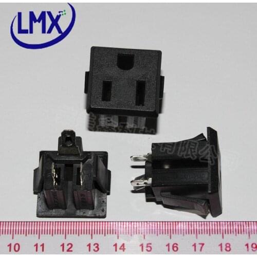10Pcs/lot Black Color 3 Pin Power Socket IEC320 AC Outlet copper Embedded 3 holes free shipping