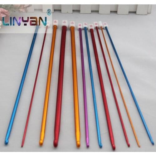 11pcs Weaving tools DIY Crafts Aluminium oxide [2.5MM-8.0MM] Crochet hook needle Multicolor knitting needles styling tool ZL5564