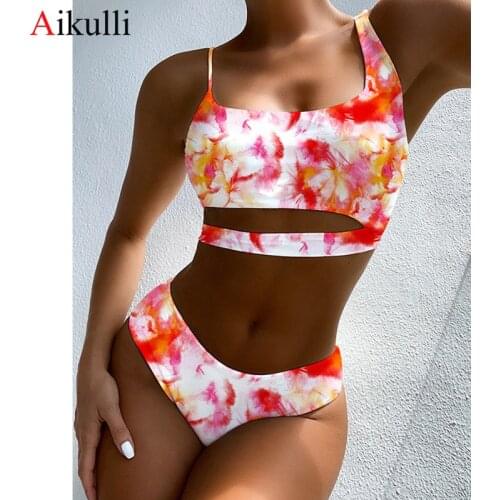 2020 Sexy Tie-Dye Print Bikini Swimsuit For Wome Swimwear Two-Piece Beachwear Summer Beach Bikini Sets Female Swim Bathing suits