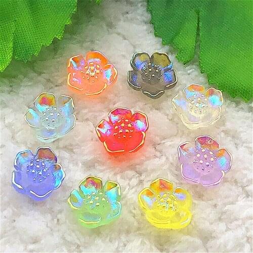 30PCS 11mm AB Resin Flower Rhinestone Flatback Wedding Diy Button Crafts