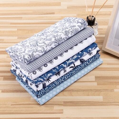 Print Cotton Fabric Naby Blue Sewing Fabric Handmade Cloth Crafts Material