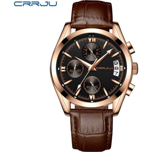 Relogio masculino CRRJU Top luxury brand 2018 New fashion sports Leather waterproof Quartz Watches Men business wrist watches