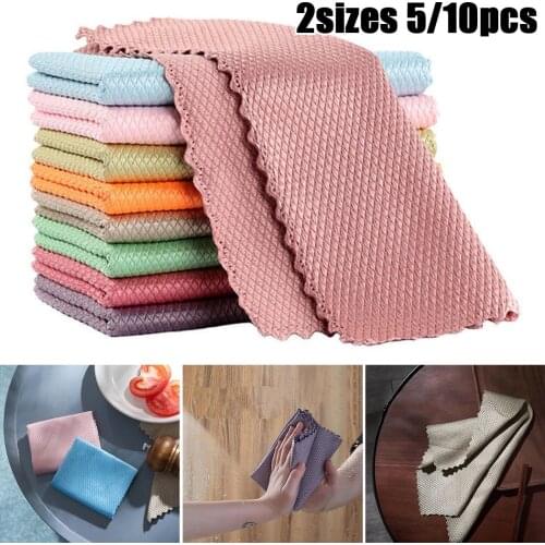 5Pcs/10Pcs Streak-Free Miracle Cleaning Cloths Reusable And Rewashable Microfiber Cleaning Cloth Housework Cleaning Tools