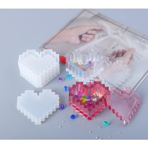 DIY Resin Epoxy Mold Pixel Love Storage Box Silicone Mold Handmade Mirror New Product Storage Box