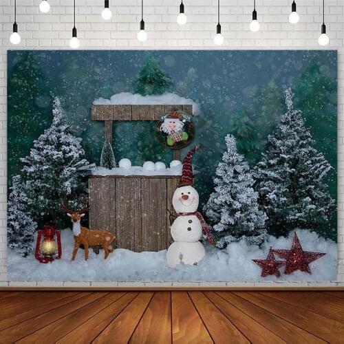 Christmas Tree Backdrops Winter Santa Snowman Star Elk Lantern Kid Portrait Photography Background Photo Studio Props Photozone
