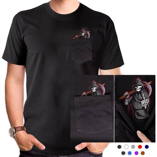 T-Shirt Fashion Brand Summer Pocket Skeleton Middle Finger Printed T-shirt Mens for Women Shirts Hip Hop Tops Funny Cotton Tees