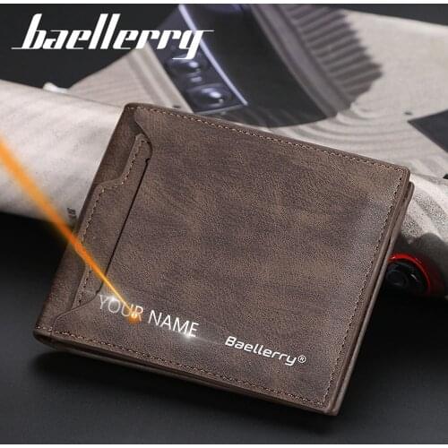 Customized Men Wallets Free Name Engraving Card Slots High Quality Male Purse New PU Leather Coin Holder Men Wallets