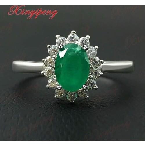 925 sterling silver with natural emerald ring Precious jewelry Fine jewelry 5x7mm Diana money