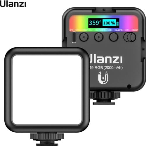 Ulanzi VL49 RGB Pocket LED Video Light Photography Fill Light 2500K-9000K Dimmable CRI95+ for Selfie Living Streaming Vlogging