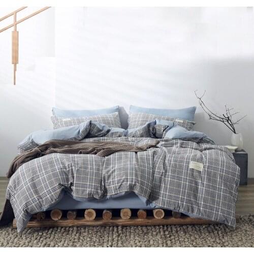 100% Cotton Stripe Bedding Set Double Twin Bedspread Duvet Cover Fitted Sheet Home Decor Bed Linen Bedclothes 4PCS Set