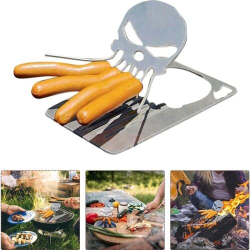 Creative Skeleton Barbecue Grill Foldable Barbecue Plate Funny Skull Shaped BBQ Fork for Outdoor Camping Bonfire Grill Barbecue