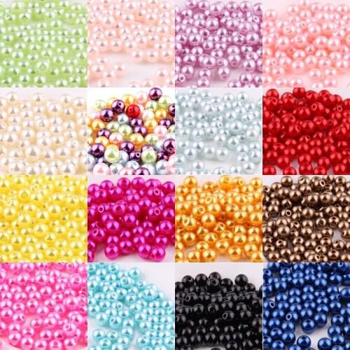 200pcs 6mm ABS Round Pearl Straight hole Bead DIY Jewelry Making Craft Pearls Clothing Accessories