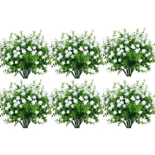50%HOT6Pcs Artificial Flower Eco-friendly Vivid Clean Easily Simulation 7 Heads Eucalyptus Flower Decor for Home