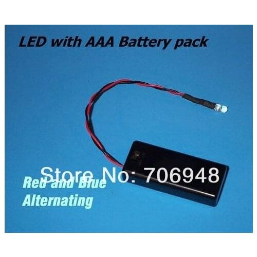 MIX 6Colors Through Hole Flashing 5MM LED Diode With 2AAA Battery Packs 26AWG Red/Black Wire 15cm