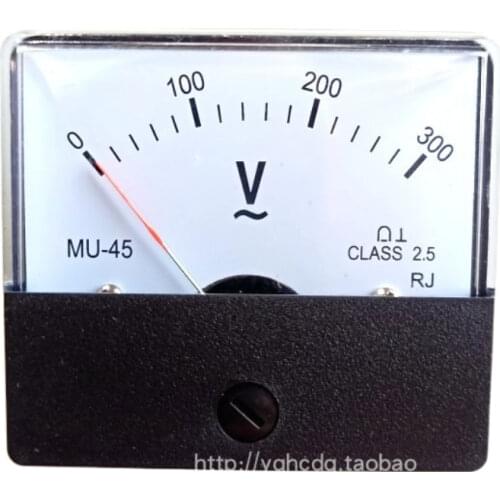 MU-45 Plastic AC 0-300V Range Analog Voltmeter Voltage Gauge Panel Meter