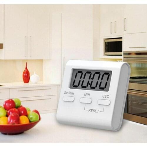 1pc New Lcd Digital Kitchen Timer Count-down Clock White Kitchen Timer Magnet Cooking Stand Loud Alarm Clock Safe Oven Smar A1H8