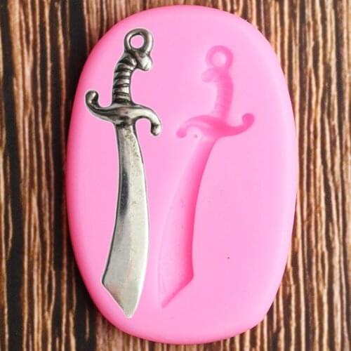 Pirate Sword Silicone Molds Knife Cupcake Topper Fondant Mould Baby Birthday Cake Decorating Tools Candy Clay Chocolate Moulds