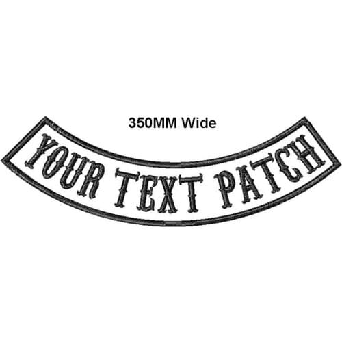 Custom 1 piece 350mm wide top or bottom Rocker Bike Patch embroidered name patches motorcycle iron on patches for Jackets back