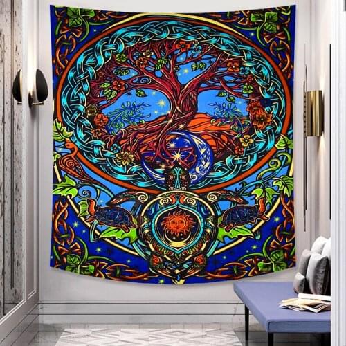 Psychedelic Tree Tapestry Wall Hanging Hippie Boho Colorful Bed Room Backdrop Big Witchicraft Tapiz Aesthetic Art Home Decor