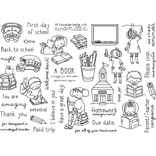 Reading student Clear Stamp for Scrapbooking Transparent Silicone Rubber DIY Photo Album Decor N13