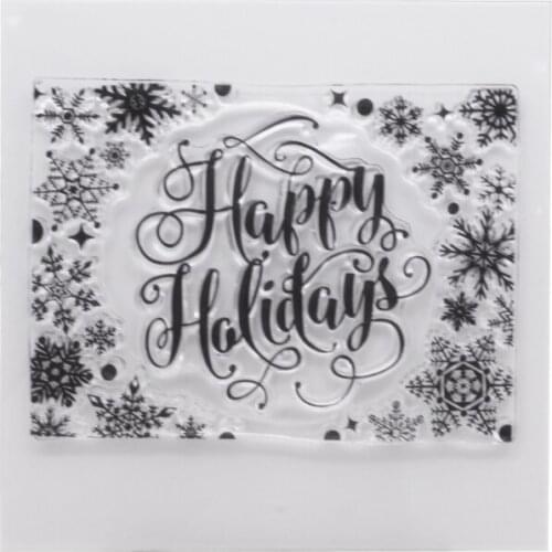 Happy Holidays Snowflake Silicone Clear Seal Stamp DIY Scrapbooking Embossing