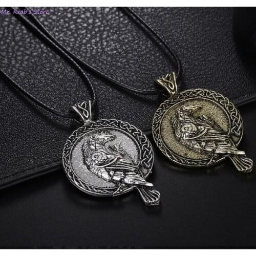Viking Raven Pendant Black Bird Crow Nordic Necklace Women Men Jewelry Gift