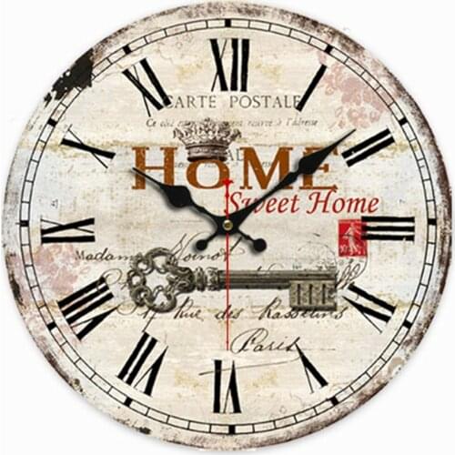 Vintage French Sweet Home Key Paris Clocks Paris Hotel Watches Farmhouse Vintage Wood Wall Clock Large Art Wall Clocks