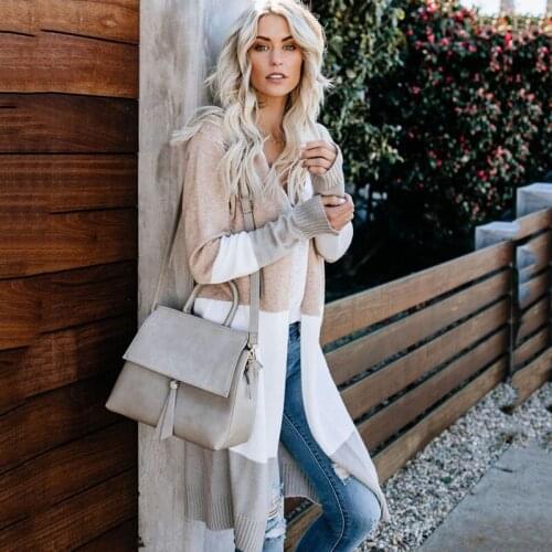 2020 Fashion Striped Long Knitted Cardigan Women Fall Winter Clothes Long Sleeve Loose Sweaters Coats Female Casual Outwear