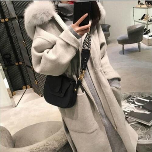 Women Elegant Blends Warm Blends Long Winter Coat Turn-down Collar Single Breasted Coats Women Office Work Swing Blend