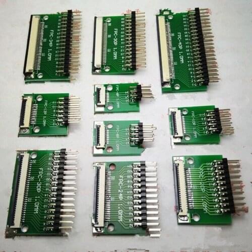 1.0mm one-side weldin FFC/FPC 34 Connector Adapter Plate Flat Cable Socket Adaptor Connector to DIP bendDouble row for PCB Board