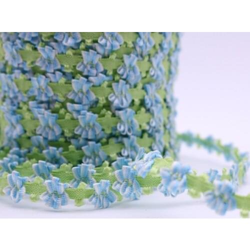 1Yards Latest Blue and Green Flower Lace Fabric Guipure Laces Trim Collar Applique Trims Lace Sewing Trimmings Accessories P009