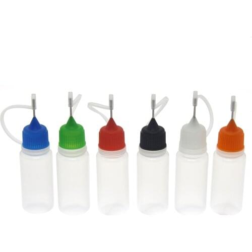 10PCS Empty E-liquid PE Bottle 10ml Needle Bottle for Pod Vape Ejuice Plastic Dropper Bottles With Metal tips