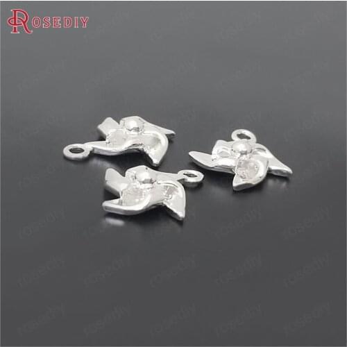 39129)10PCS 12x10MM Hole 1MM Silver Color Brass Windmill Charms Pendants Jewelry Making Supplies Diy Findings Accessories