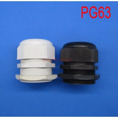 5pcs/lot Waterproof Cable Connector PG63 White or Black Cable Gland 42-50mm Cable Range