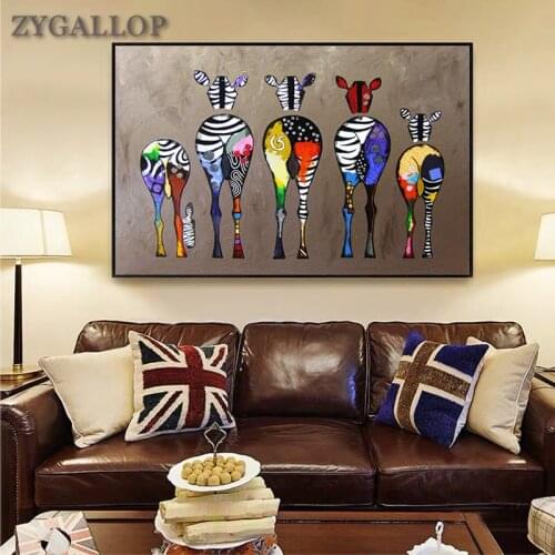 Abstract Zebra Canvas Painting Colorful Animals Wall Art Room Decoration Posters and Prints Animal Pictures For Living Room Wall