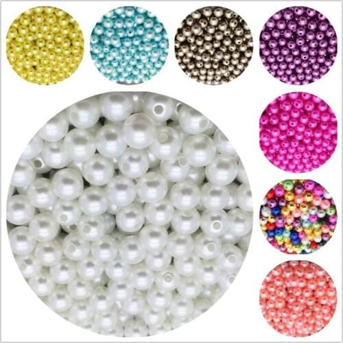 4/6/8/10mm Acrylic Spacer Beads Imitation Pearls Round Loose Beads For Jewelry Making DIY Garment Pearls Beads
