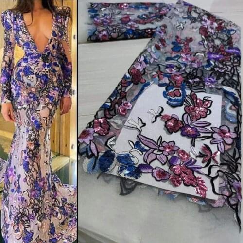 Free shipping (5yards/pc) High quality embroidered French net lace fashion African wedding tulle lace fabric with sequins FJY307