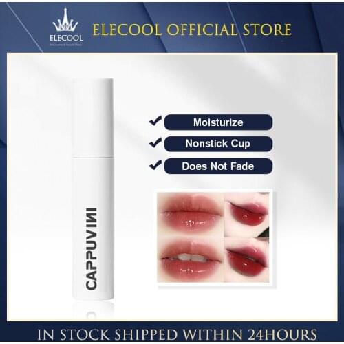 Capvini Pudding Small White Tube Water Mirror Lip Glaze Non-fading Cup Lasting Moisturizing Lip Makeup TSLM1