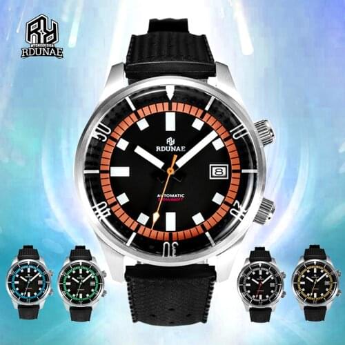 Retangula Rdunae R3 Seahorse Black Dial Sapphire Luminous Marks 200M Water Resistance NH35 Automatic Diver Watch Men Luxury