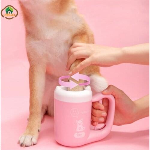 MSJO Pet Cleaning Cup Washing Cat Dog Feet Tool Silicone Cleaner Paw Care Washer French Bulldog Pug Brush Pet Foot Cleaning Cup