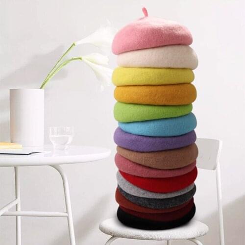 Children Korean version of autumn and winter beret baby baby hat bud hat wool wool solid color hat men and women tide