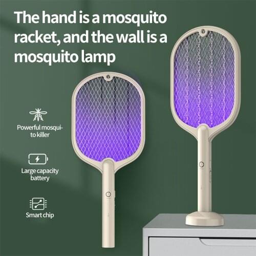 2 In 1 Electric Mosquito Killer Lamp 1200mAh Rechargeable Summer Fly Swatter Trap Bedroom USB Light