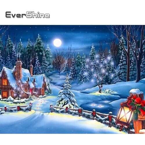 EverShine 5D Diamond Embroidery Landscape Needlework Rhinestone Pictures Diamond Painting Christmas Mosaic Art Tree Room Decor