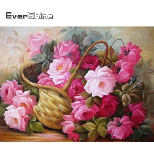 Evershine 5D Diamond Painting Flower Rose Diamond Embroidery Sale Pink Floral Diamond Mosaic Cross Stitch Beads Embroidery Art