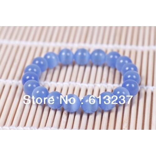 Hot Diy ornaments natural 8mm Blue cats eye Bracelets round cats eye beads jewelry making YE0021