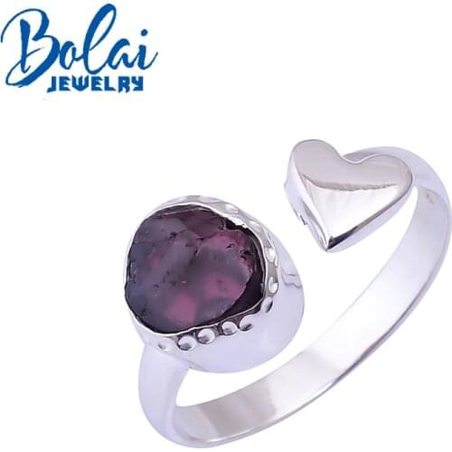 Bolaijewelry,2.9CT Rough rhodolite gemstone Handcrafted Ring,Designed simple daily jewelry for women