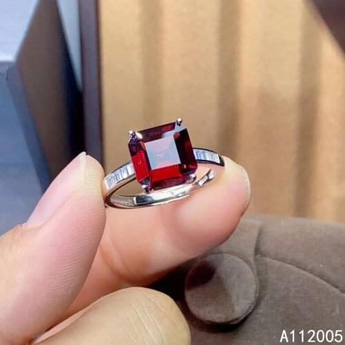 KJJEAXCMY fine jewelry 925 sterling silver inlaid natural Garnet new Female adjustable ring lovely Support test hot selling